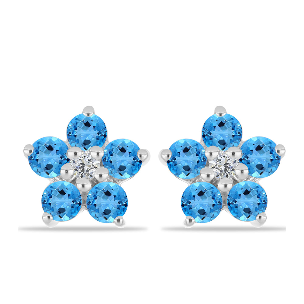 Cercei din Argint 925 ( 1.8 grame ) cu Topaz Swiss Blue și Topaz Alb 1.39 Carate 1 