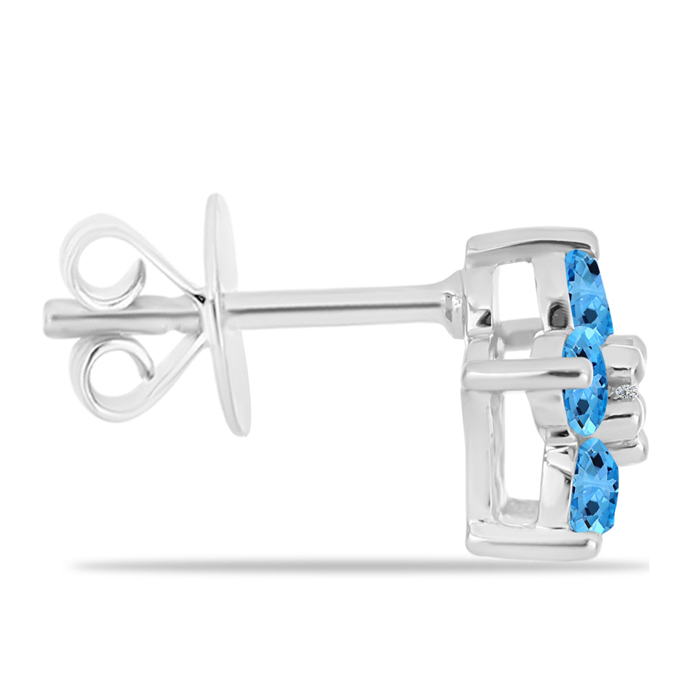 Cercei din Argint 925 ( 1.8 grame ) cu Topaz Swiss Blue și Topaz Alb 1.39 Carate 2 