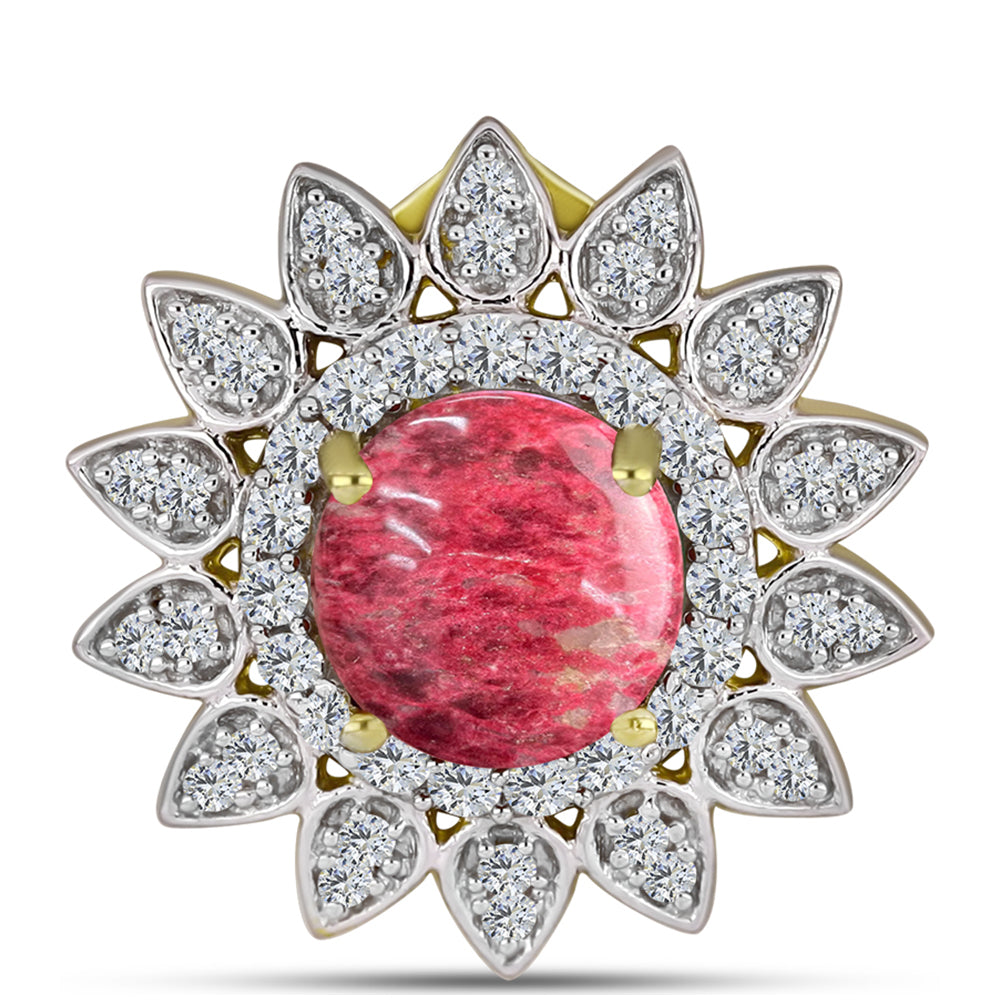 Pandantiv din Argint 925 Placat cu Aur ( 2.86 grame ) cu Thulit și Topaz Alb 3.04 Carate