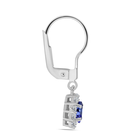 Cercei din Argint 925 ( 1.75 grame ) cu Tanzanit AAA și Topaz Alb 0.91 Carate