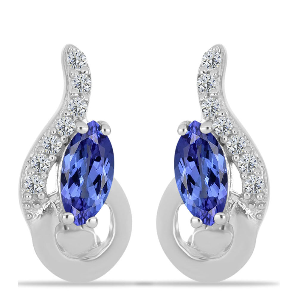 Cercei din Argint 925 ( 2.42 grame ) cu Tanzanit AAA și Topaz Alb 0.6 Carate