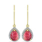 Cercei din Argint 925 Placat cu Aur ( 2.42 grame ) cu Thulit și Topaz Alb 3.33 Carate