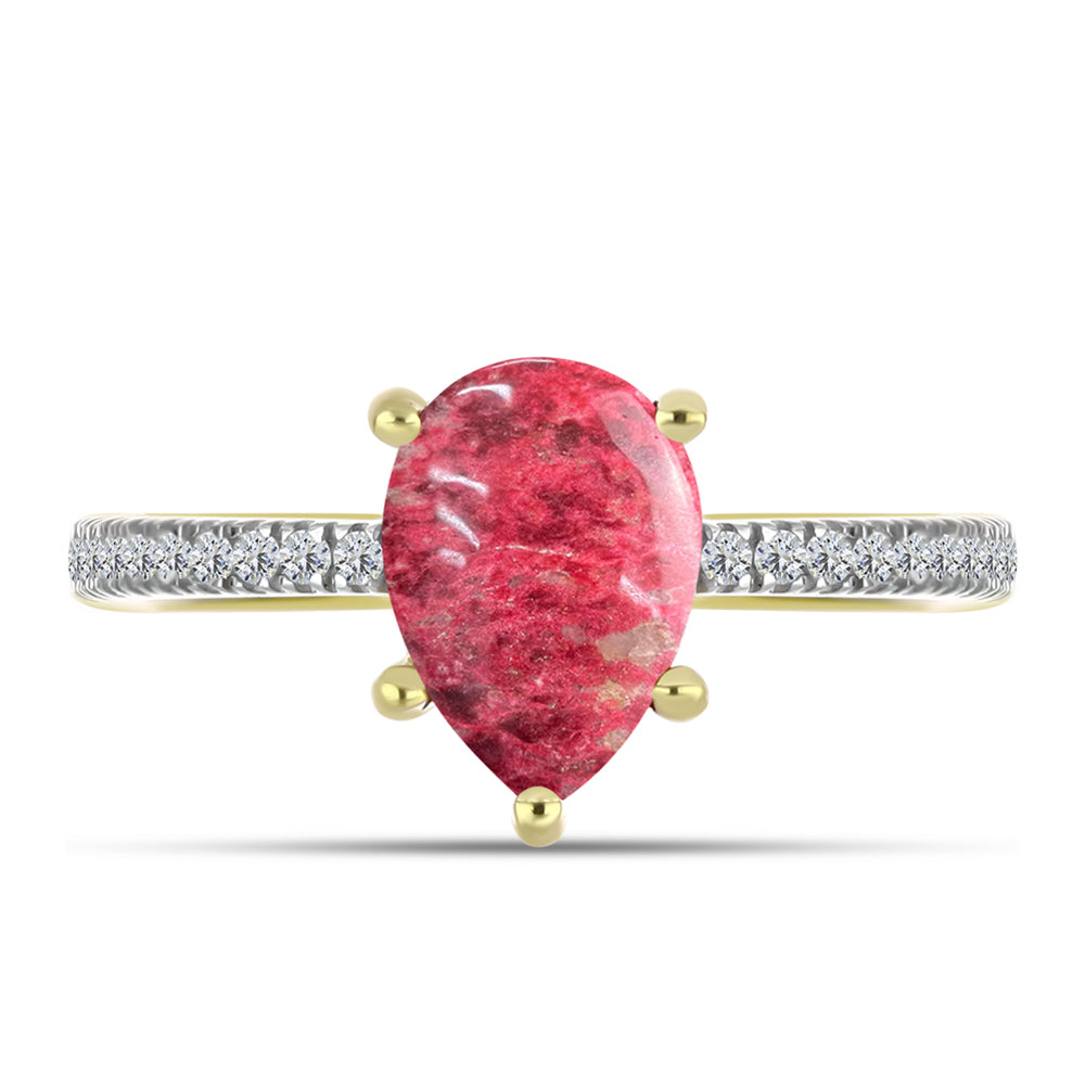 Inel din Argint 925 Placat cu Aur ( 2.07 grame ) cu Thulit și Topaz Alb 2.51 Carate