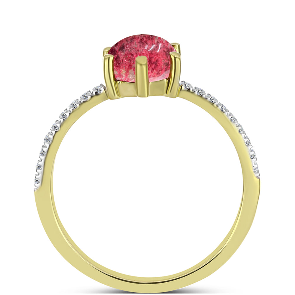 Inel din Argint 925 Placat cu Aur ( 2.07 grame ) cu Thulit și Topaz Alb 2.51 Carate
