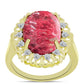 Inel din Argint 925 Placat cu Aur ( 2.13 grame ) cu Thulit și Topaz Alb 3.18 Carate