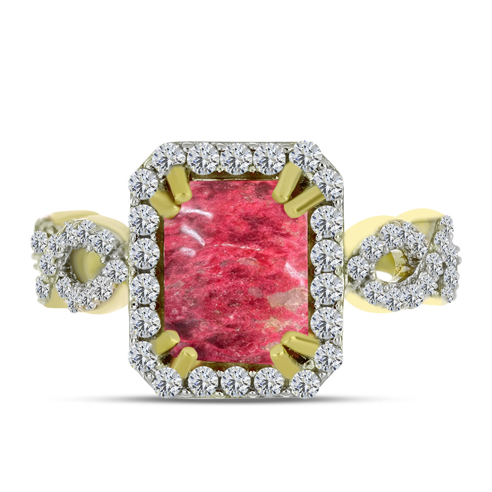 Inel din Argint 925 Placat cu Aur ( 3.58 grame ) cu Thulit și Topaz Alb 3.06 Carate 1 