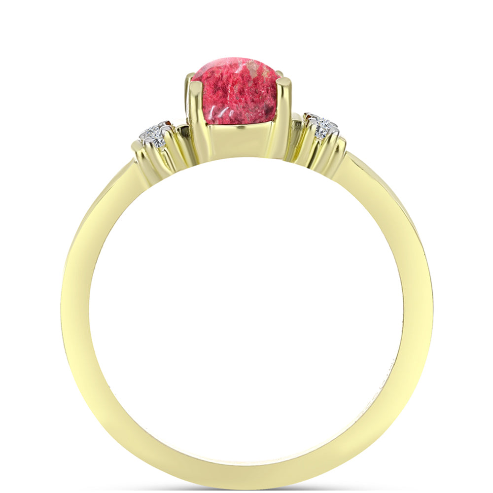 Inel din Argint 925 Placat cu Aur ( 2.48 grame ) cu Thulit și Topaz Alb 1.79 Carate