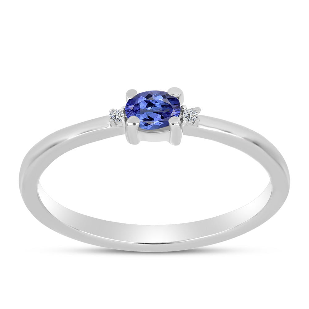 Inel din Argint 925 ( 1.34 grame ) cu Tanzanit AAA și Topaz Alb 0.22 Carate