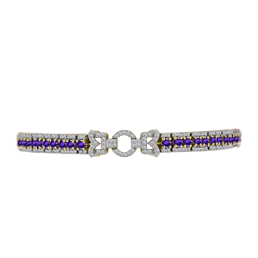 Brățară din Argint 925 Placat cu Aur ( 20.21 grame ) cu Ametist Marocan și Topaz Alb 6.4 Carate 2 