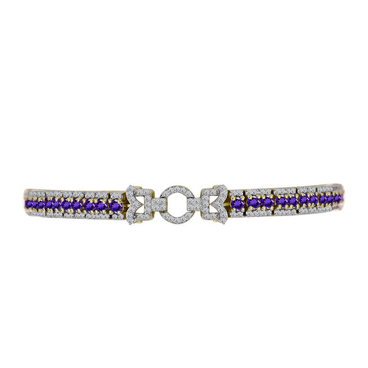 Brățară din Argint 925 Placat cu Aur ( 20.21 grame ) cu Ametist Marocan și Topaz Alb 6.4 Carate