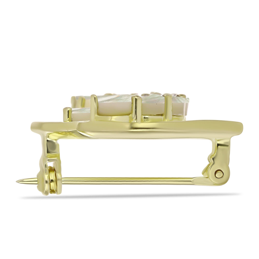 Broşă din Argint 925 Placat cu Aur ( 5.47 grame ) cu Sidef 3.04 Carate 2 