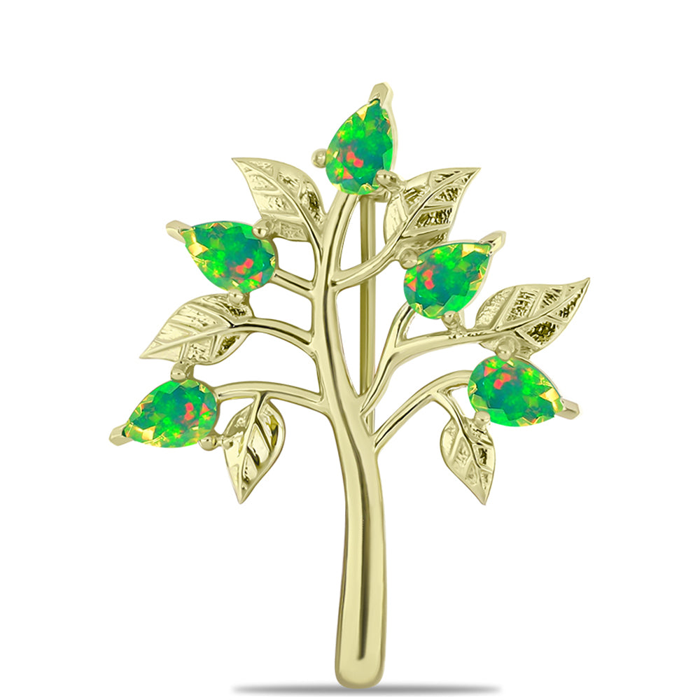 Broşă din Argint 925 Placat cu Aur ( 4.76 grame ) cu Opal Verde Etiopian Lega Dembi 1.18 Carate 1 