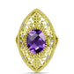Inel din Argint 925 Placat cu Aur ( 5.49 grame ) cu Ametist Marocan și Topaz Alb 4.16 Carate