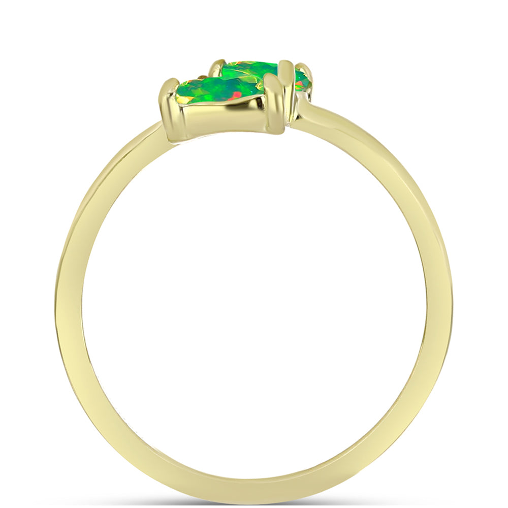 Inel din Argint 925 Placat cu Aur ( 1.78 grame ) cu Opal Verde Etiopian Lega Dembi 0.37 Carate