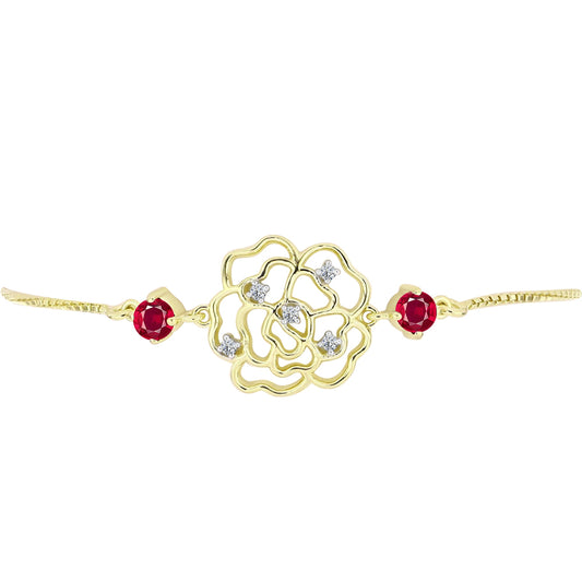 Brățară din Argint 925 Placat cu Aur ( 4.35 grame ) cu Rubin Malagasy și Topaz Alb 0.89 Carate