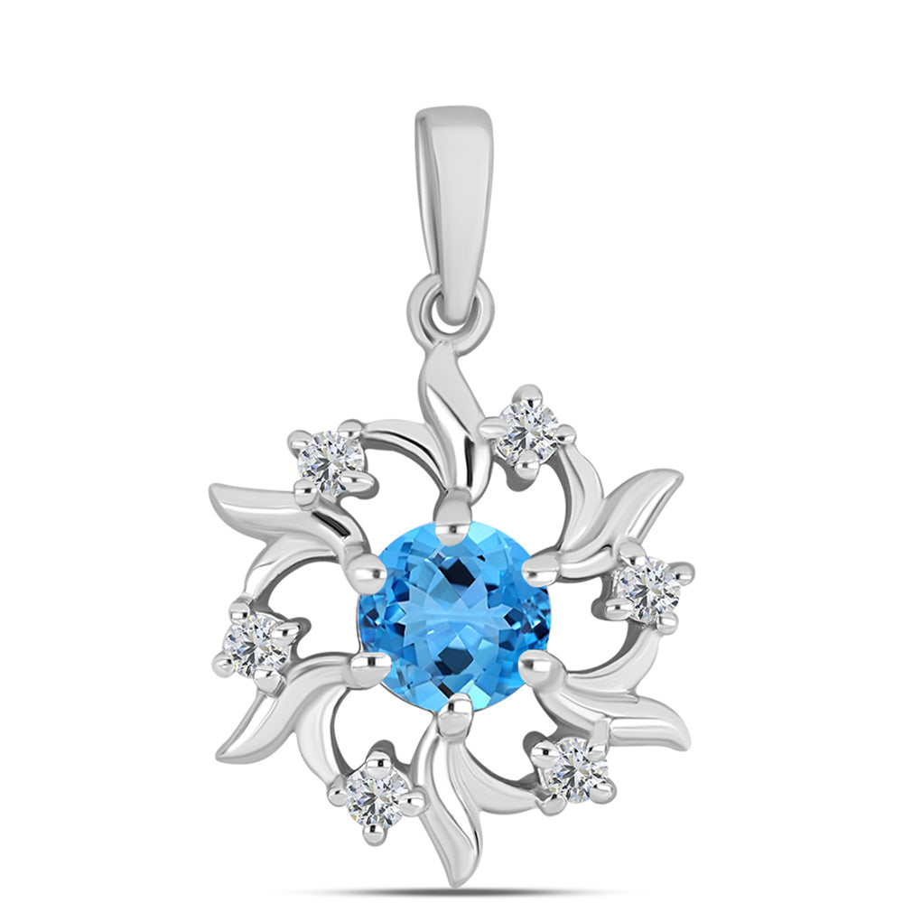 Pandantiv din Argint 925 ( 1.93 grame ) cu Topaz Swiss Blue și Topaz Alb 1.14 Carate 1 
