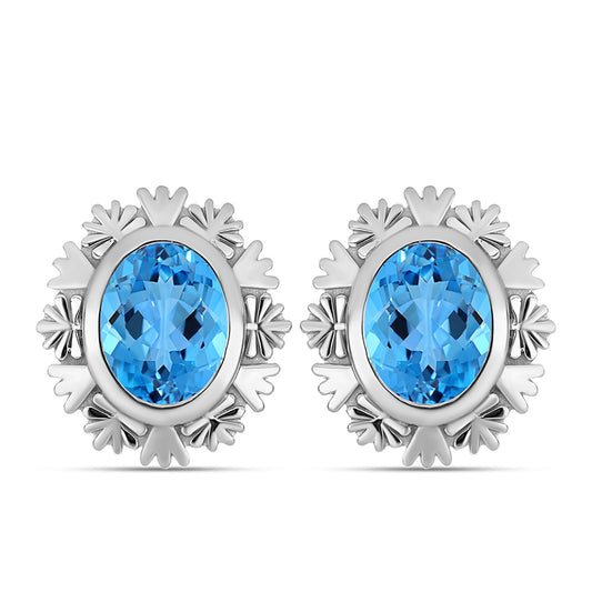 Cercei din Argint 925 ( 4.84 grame ) cu Topaz Swiss Blue 4.32 Carate