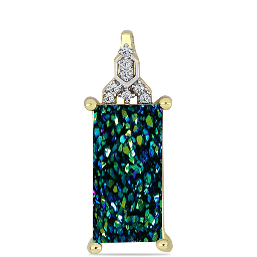 Pandantiv din Argint 925 Placat cu Aur ( 2.06 grame ) cu Drusy Verde și Topaz Alb 6.07 Carate 1 