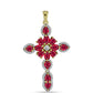 Cruce Pandantiv din Argint 925 Placat cu Aur ( 2.82 grame ) cu Rubin Malagasy și Topaz Alb 3.67 Carate