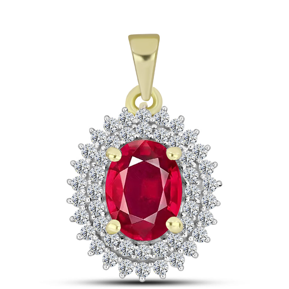 Pandantiv din Argint 925 Placat cu Aur ( 1.22 grame ) cu Rubin Malagasy și Topaz Alb 2.25 Carate