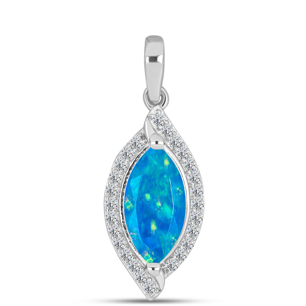 Pandantiv din Argint 925 ( 1.53 grame ) cu Opal Albastru Etiopian Paraiba și Topaz Alb 1.16 Carate 1 