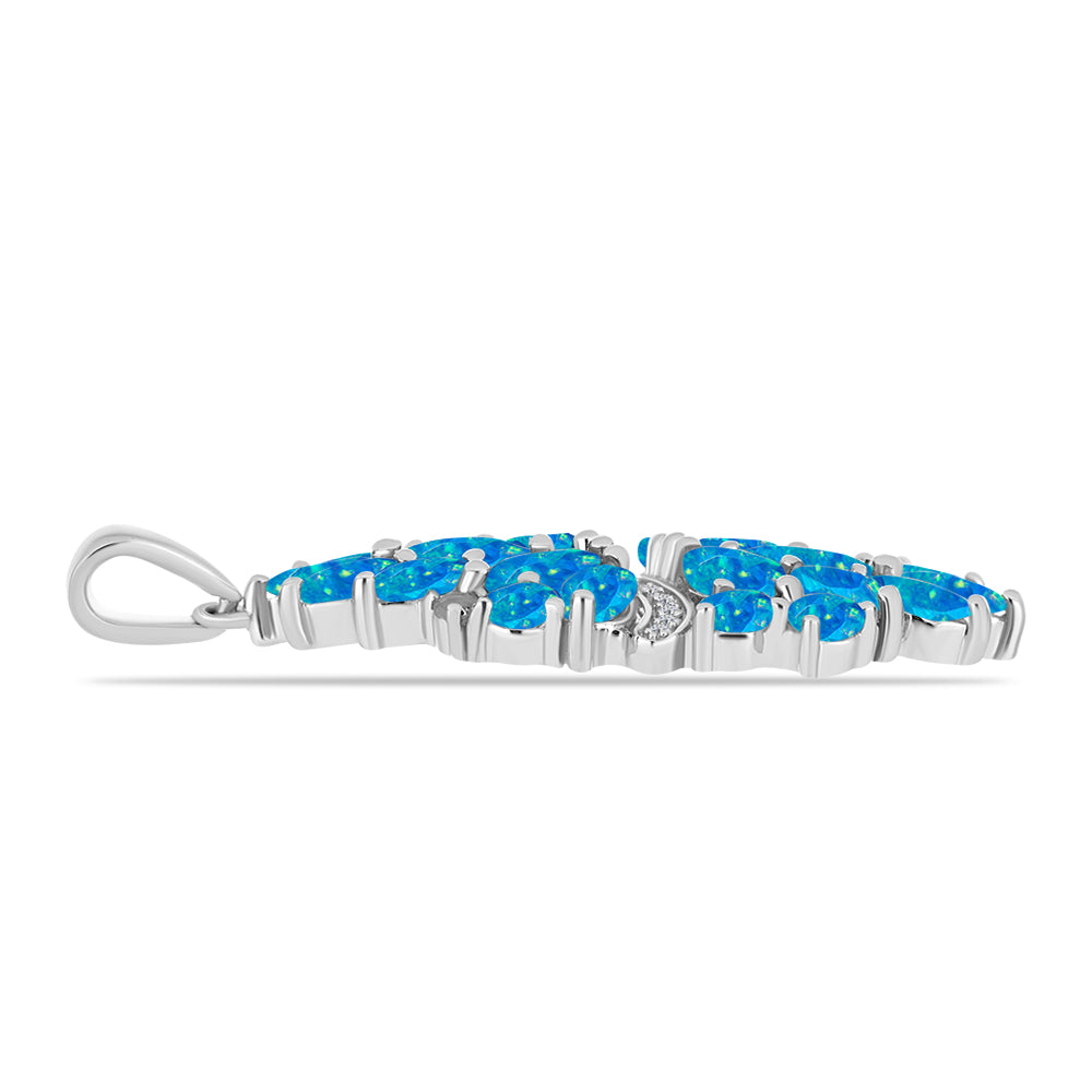 Pandantiv din Argint 925 ( 3.84 grame ) cu Opal Albastru Etiopian Paraiba și Topaz Alb 2.63 Carate 2 