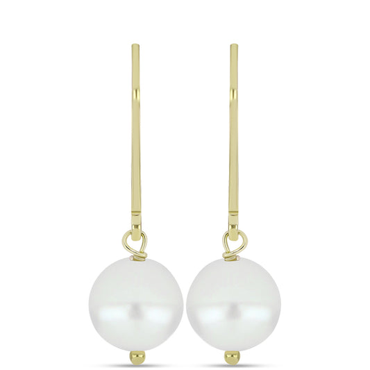 Cercei din Argint 925 Placat cu Aur ( 1.01 grame ) cu Perlă de Apă Dulce Albă 5.75 Carate
