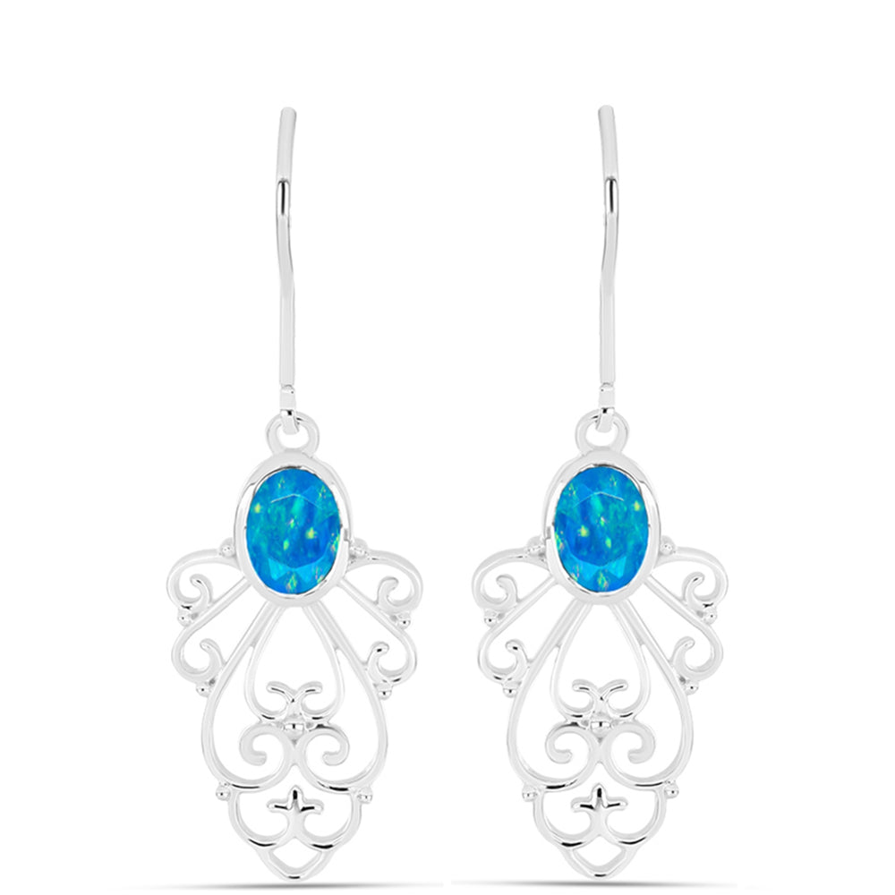 Cercei din Argint 925 ( 2.92 grame ) cu Opal Albastru Etiopian Paraiba 0.95 Carate