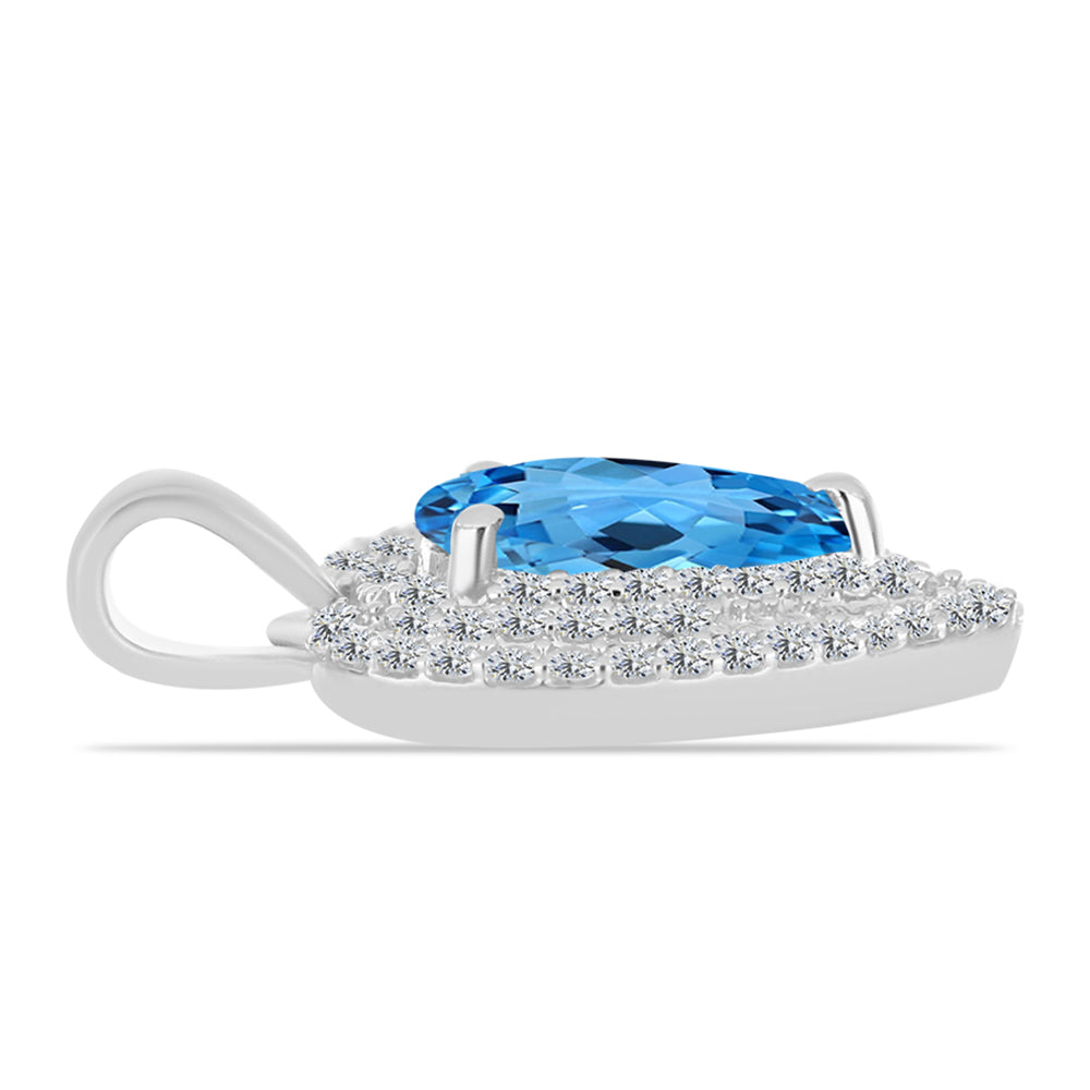 Pandantiv din Argint 925 ( 2.36 grame ) cu Topaz Swiss Blue și Topaz Alb 2.55 Carate