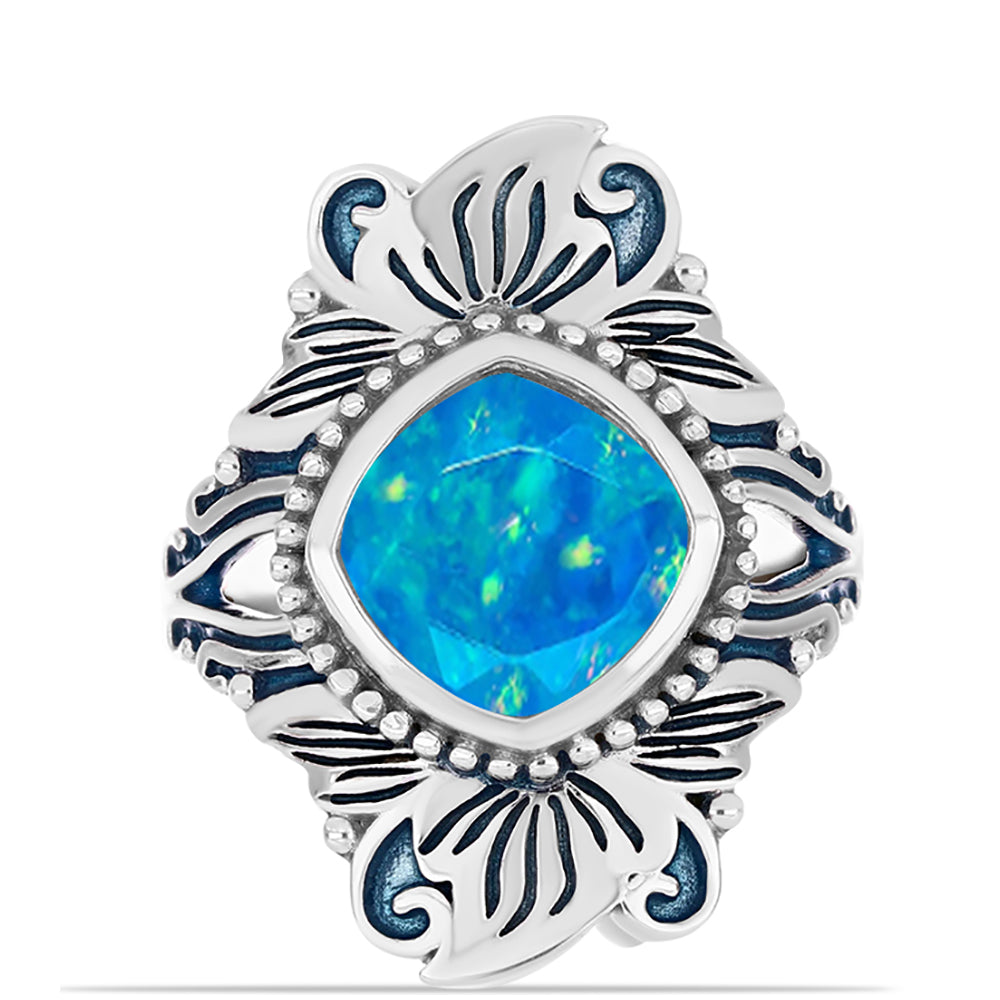 Inel din Argint 925 ( 5.87 grame ) cu Opal Albastru Etiopian Paraiba 1.44 Carate