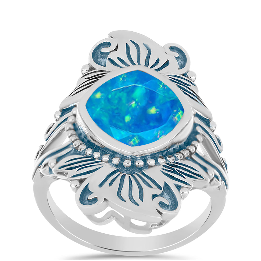 Inel din Argint 925 ( 5.87 grame ) cu Opal Albastru Etiopian Paraiba 1.44 Carate