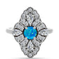 Inel din Argint 925 ( 4.35 grame ) cu Opal Albastru Etiopian Paraiba și Topaz Alb 2.31 Carate