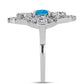 Inel din Argint 925 ( 4.35 grame ) cu Opal Albastru Etiopian Paraiba și Topaz Alb 2.31 Carate