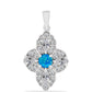 Pandantiv din Argint 925 ( 2.66 grame ) cu Opal Albastru Etiopian Paraiba și Topaz Alb 1.69 Carate