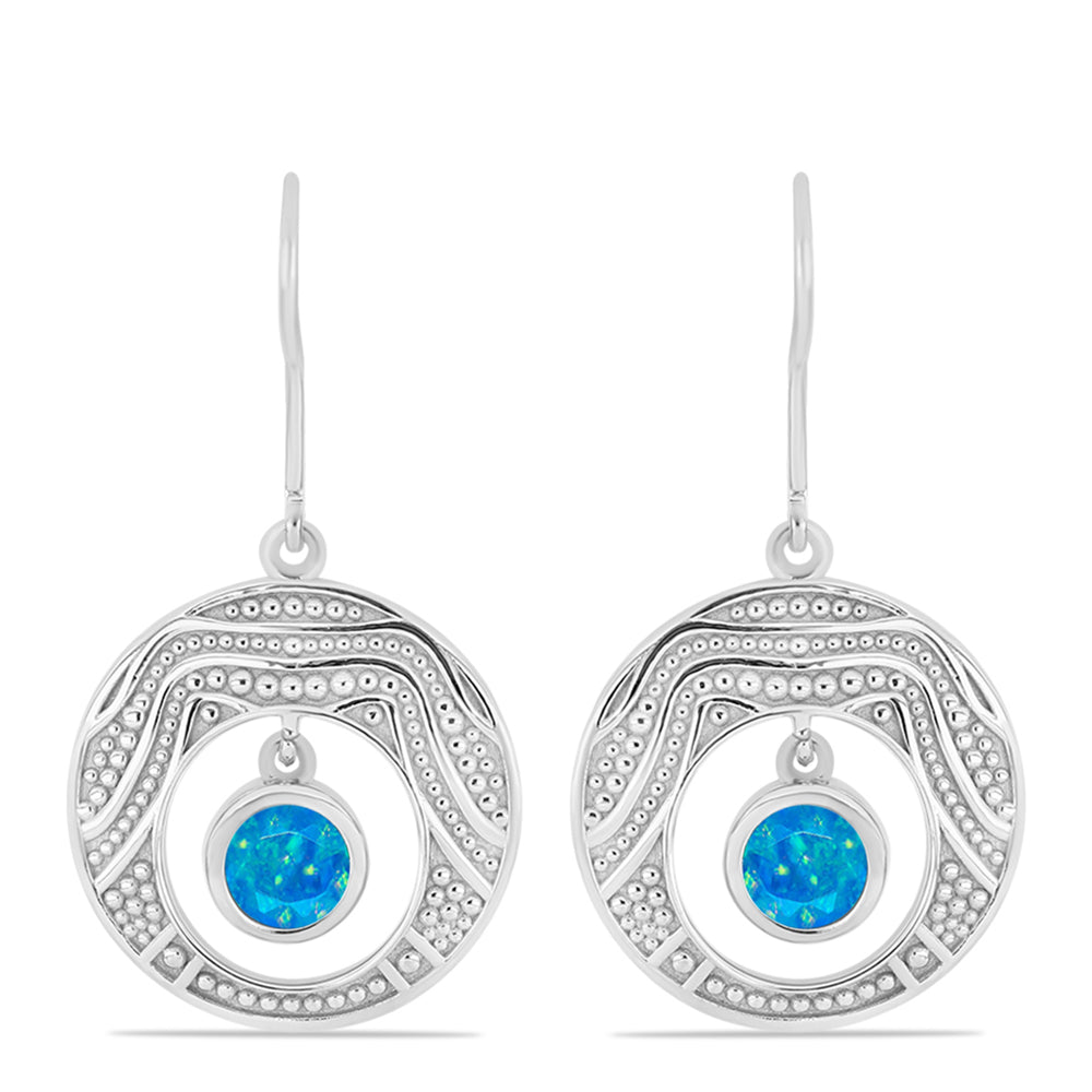 Cercei din Argint 925 ( 5.61 grame ) cu Opal Albastru Etiopian Paraiba 0.55 Carate
