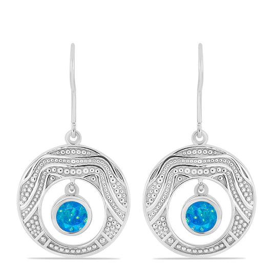 Cercei din Argint 925 ( 5.61 grame ) cu Opal Albastru Etiopian Paraiba 0.55 Carate