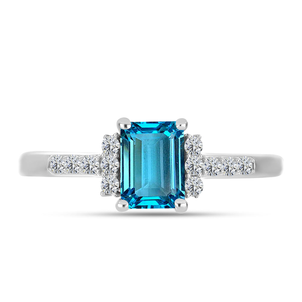 Inel din Argint 925 ( 2.24 grame ) cu Topaz Swiss Blue și Topaz Alb 1.45 Carate 1 