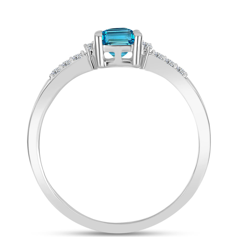 Inel din Argint 925 ( 2.24 grame ) cu Topaz Swiss Blue și Topaz Alb 1.45 Carate 2 