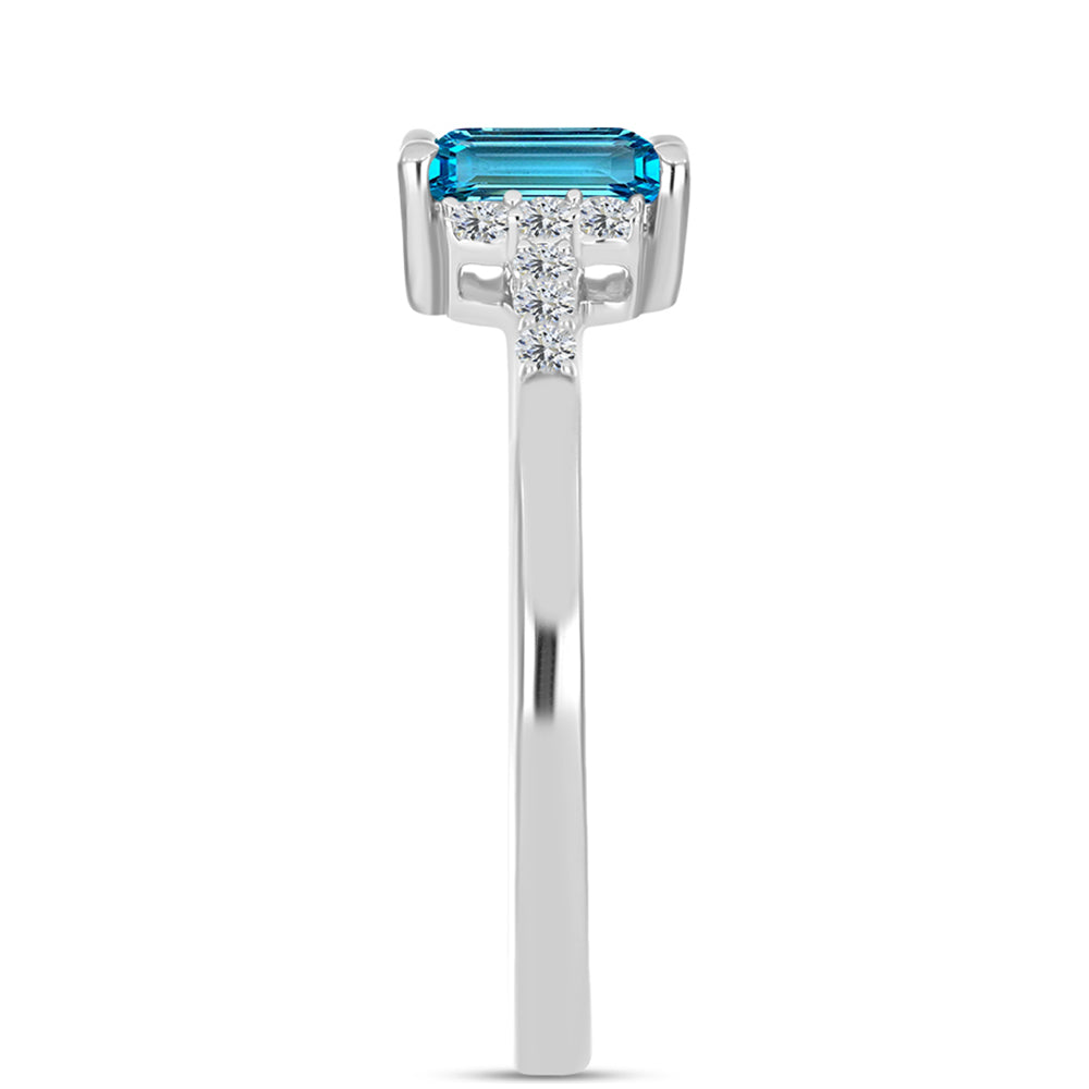 Inel din Argint 925 ( 2.24 grame ) cu Topaz Swiss Blue și Topaz Alb 1.45 Carate