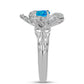 Inel din Argint 925 ( 4.51 grame ) cu Opal Albastru Etiopian Paraiba și Topaz Alb 0.97 Carate