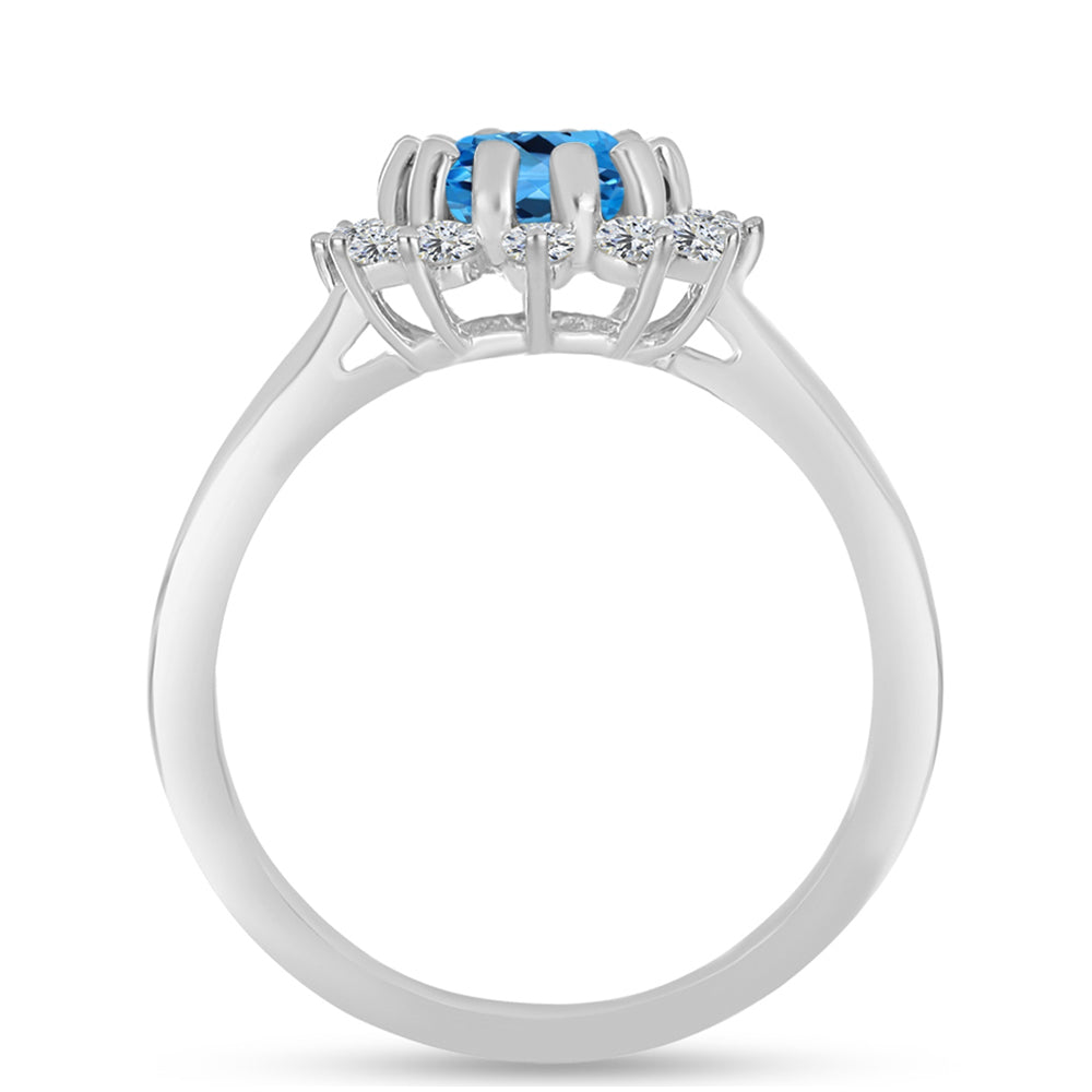 Inel din Argint 925 ( 2.06 grame ) cu Topaz Swiss Blue și Topaz Alb 1.75 Carate 2 