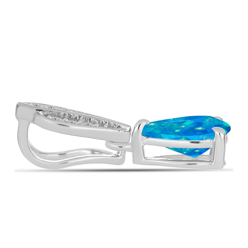 Pandantiv din Argint 925 ( 0.98 grame ) cu Opal Albastru Etiopian Paraiba și Topaz Alb 0.74 Carate 2 