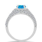Inel din Argint 925 ( 3.87 grame ) cu Opal Albastru Etiopian Paraiba și Topaz Alb 2.97 Carate