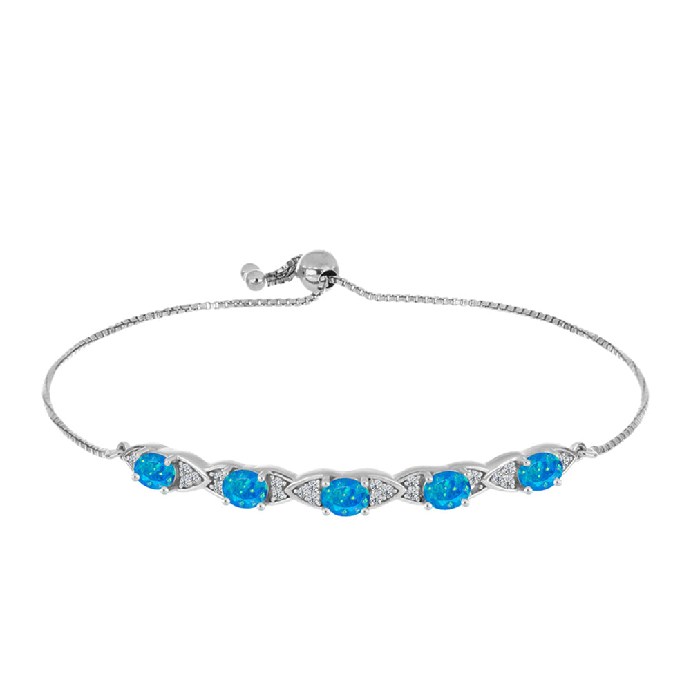 Brățară din Argint 925 ( 5.26 grame ) cu Opal Albastru Etiopian Paraiba și Topaz Alb 1.27 Carate 1 