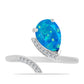 Inel din Argint 925 ( 2.75 grame ) cu Opal Albastru Etiopian Paraiba și Topaz Alb 1.17 Carate