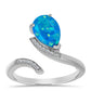 Inel din Argint 925 ( 2.75 grame ) cu Opal Albastru Etiopian Paraiba și Topaz Alb 1.17 Carate