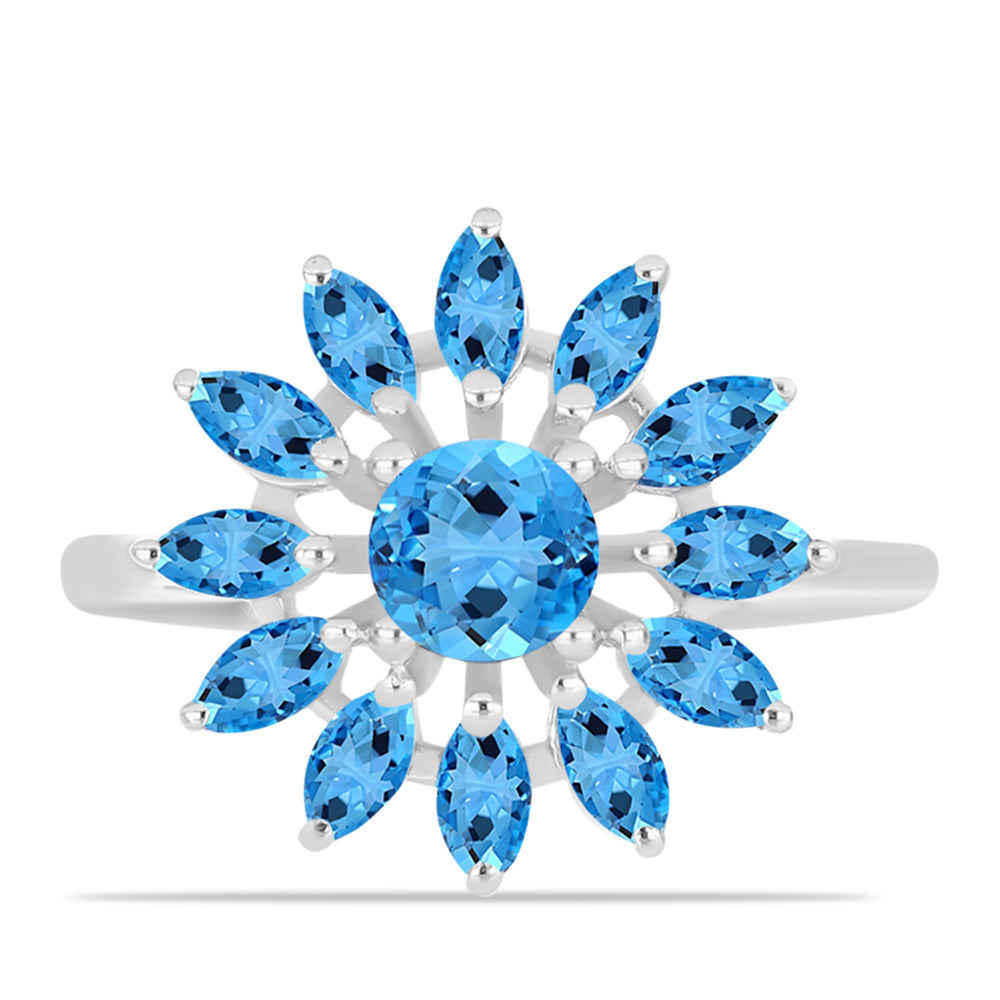 Inel din Argint 925 ( 3.11 grame ) cu Topaz Swiss Blue 1.78 Carate 1 