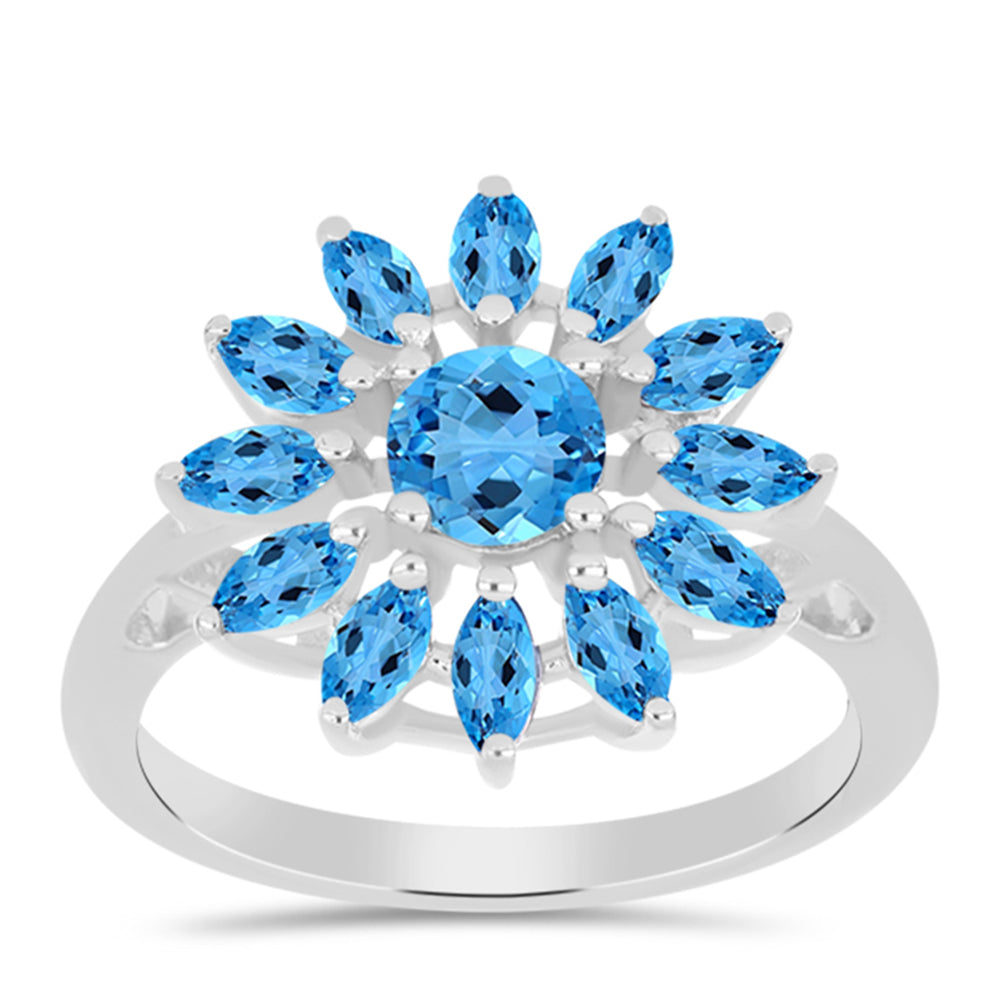 Inel din Argint 925 ( 3.11 grame ) cu Topaz Swiss Blue 1.78 Carate