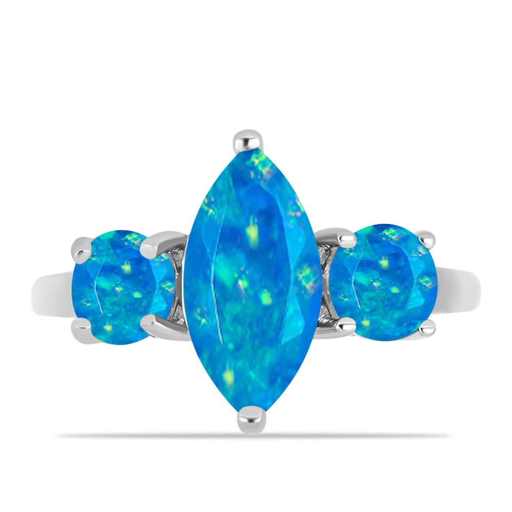 Inel din Argint 925 ( 2.06 grame ) cu Opal Albastru Etiopian Paraiba 1.5 Carate 1 