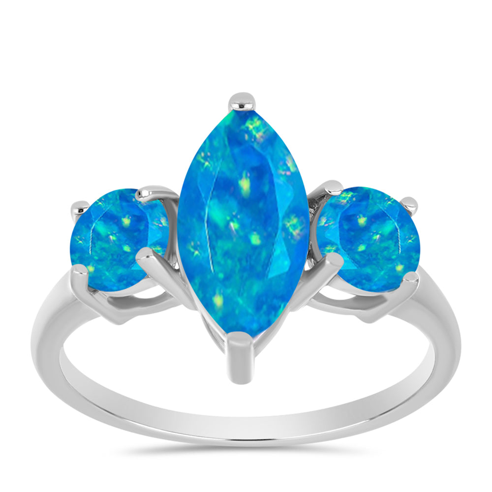 Inel din Argint 925 ( 2.06 grame ) cu Opal Albastru Etiopian Paraiba 1.5 Carate